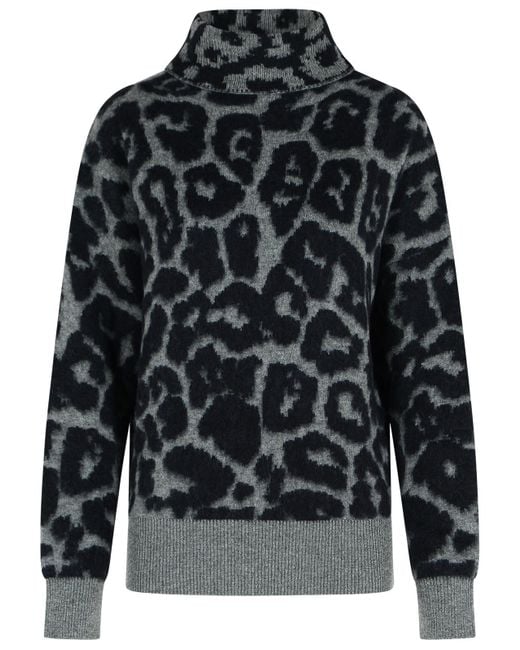 Stella McCartney Gray Wool Leopard Print Jumper