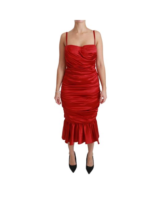 red silk bodycon dress