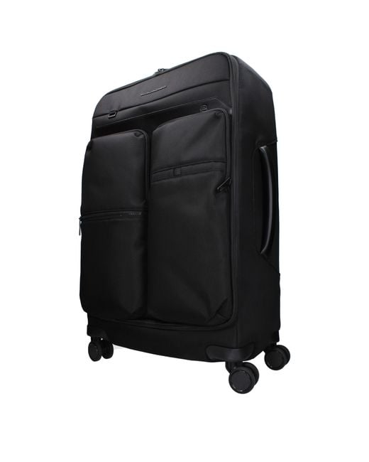 Piquadro Black Fabric Trolley