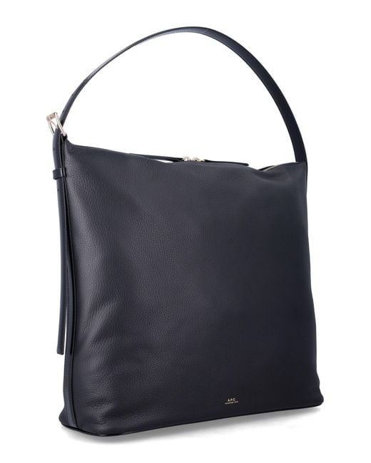 A.P.C. Blue Vera Maxi Smooth Leather Bag