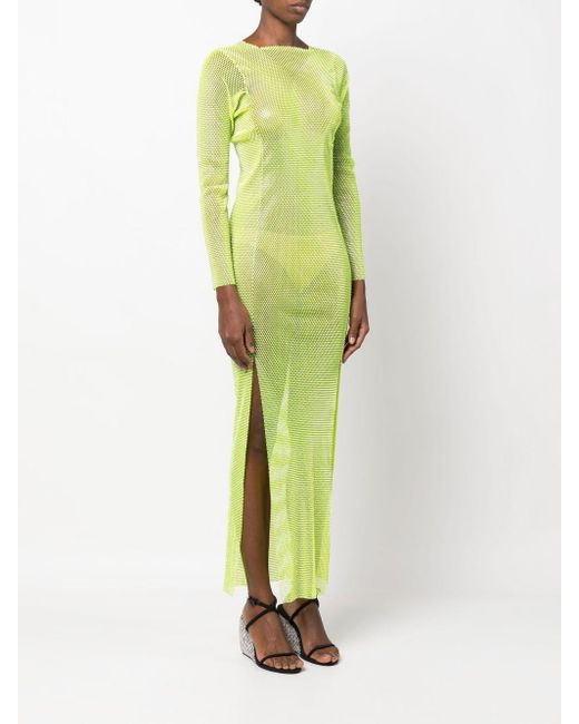 Santa Brands Green Diamonds Rhinestone-Embellished Mesh Maxi Dress