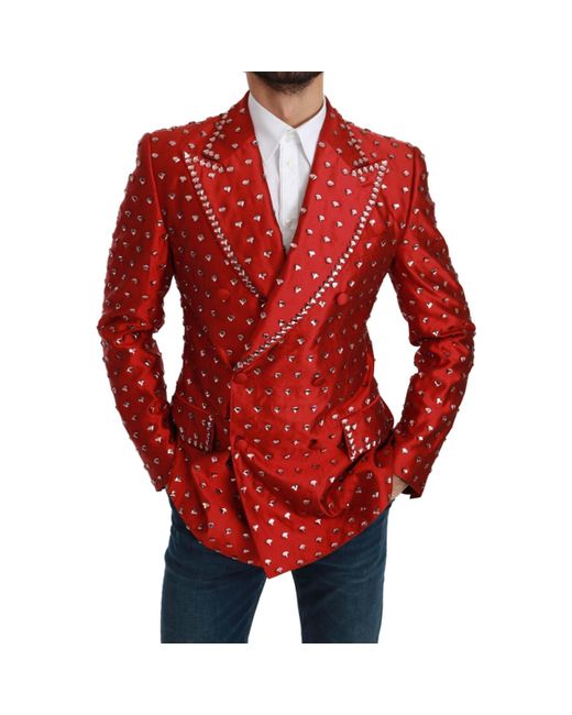 Blazer rouge en soie et cristal avec veste Dolce & Gabbana pour homme en  coloris Rouge | Lyst