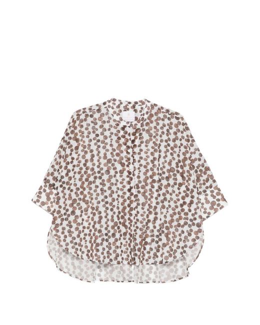 Trame Auree White Printed Cotton Blouse