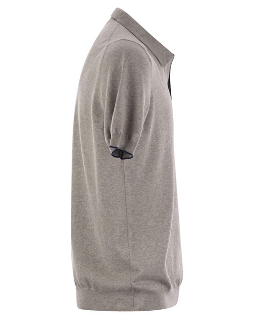 Polo sin botones de algodón Fay de hombre de color Gray