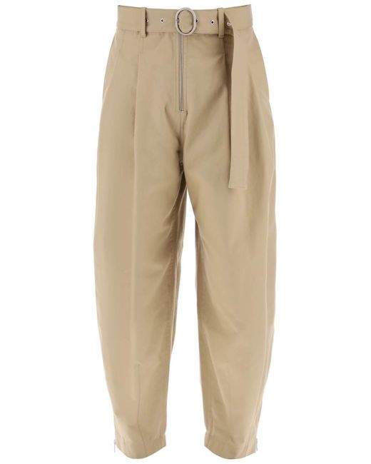 Pantaloni di cotone con cintura rimovibile di Jil Sander in Natural da Uomo