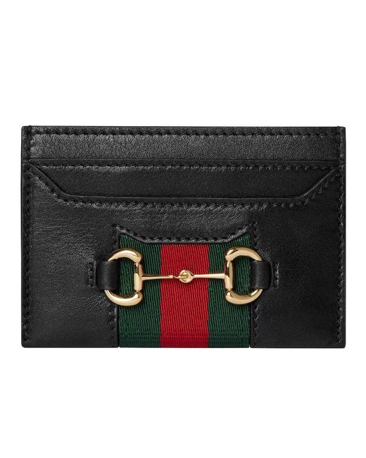 Gucci Black Card Holder "Web Horsebt"
