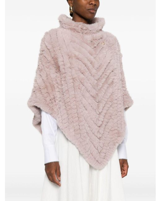 Liu Jo Pink Chevron-Pattern Turtleneck Poncho