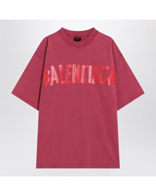 Balenciaga Pink Tape Type Raspberry-Coloured T-Shirt for men