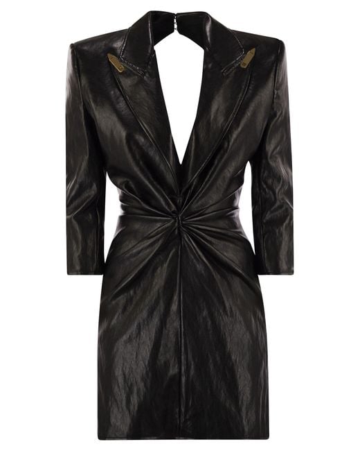 Elisabetta Franchi Black Craquelé Dress With Lapels