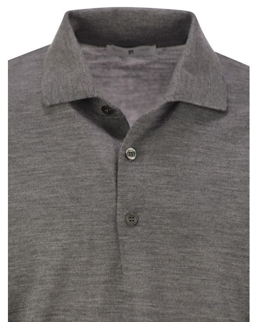 PT Torino Gray Wool Polo Shirt for men