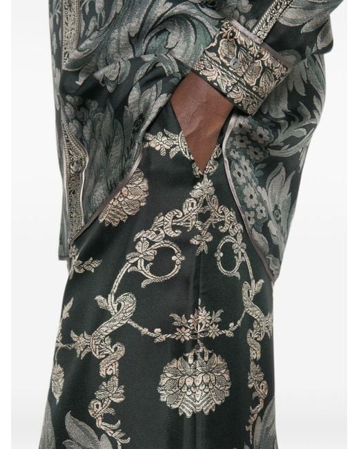 Pierre Louis Mascia Green Printed Silk Trousers
