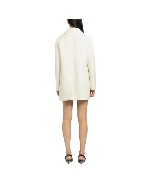 Prada Natural Double-Breasted Wool Peacoat