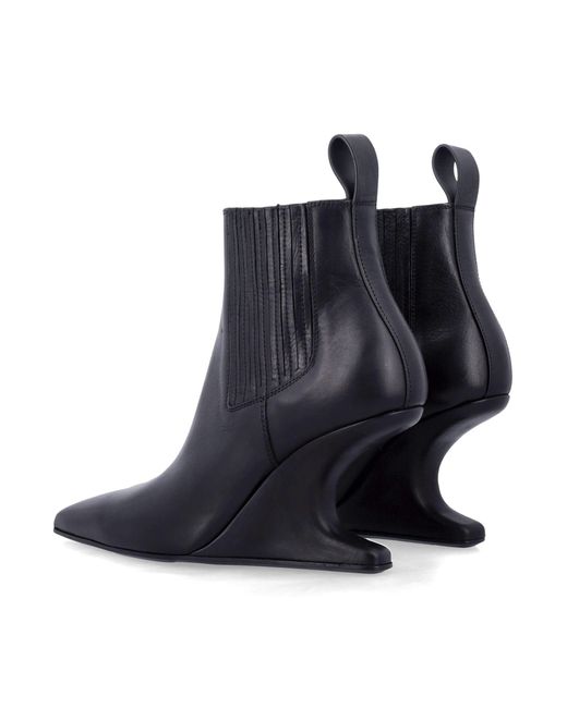 Rick Owens Blue Ankle Sharp Black Washed Calf Leather Boots