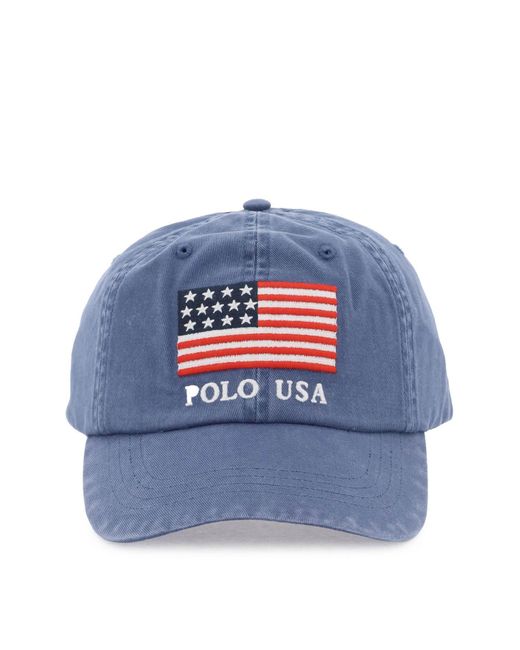 Polo Ralph Lauren Blue Baseballkappe in Twill mit gestickter Flagge