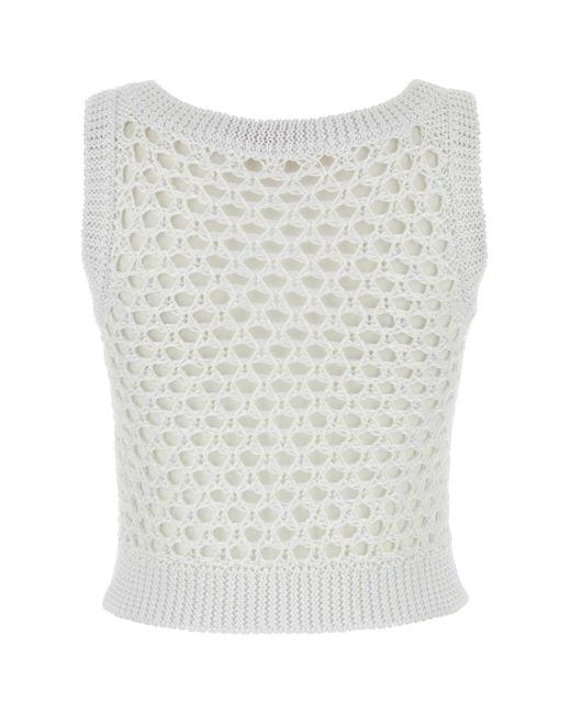 Valentino Garavani White Mesh Escape Crop-Top