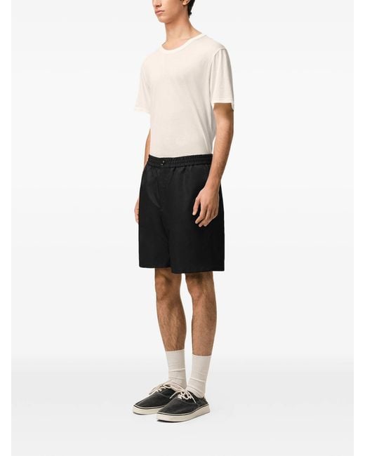 AMI Black Polyamide Elastic Waist Shorts Adc