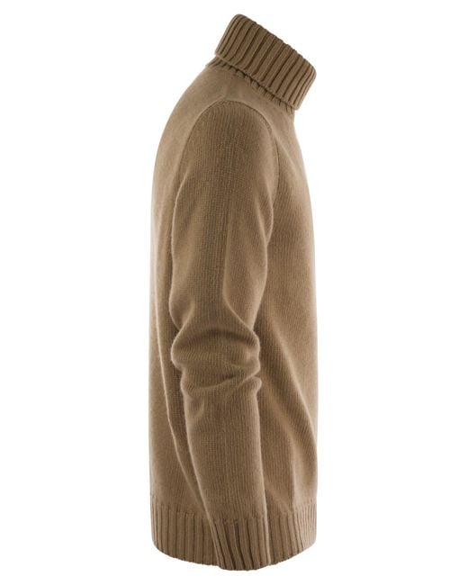 Fedeli Brown Wool And Cashmere Turtleneck Jumper for men