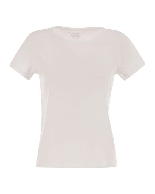 Majestic White Crew-Neck Short-Sleeved Cotton T-Shirt
