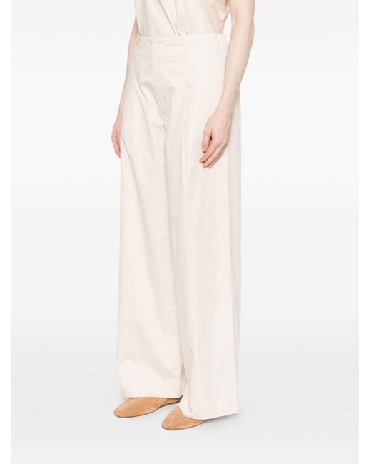 Susanne Bommer White Cotton Wide-Leg Trousers