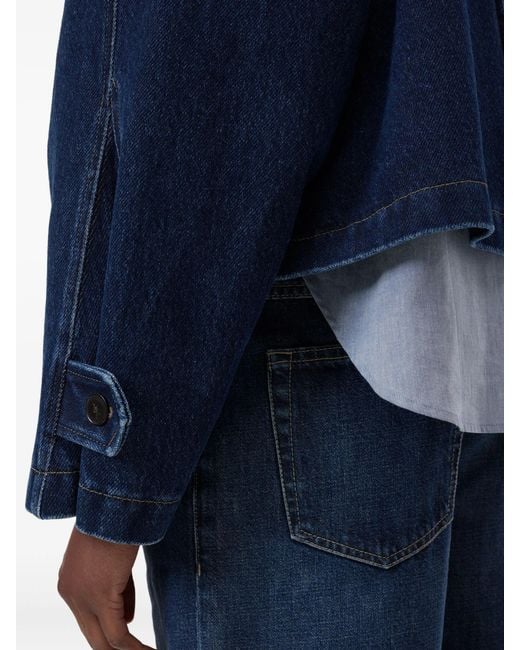 Closed Blue Cropped Trench