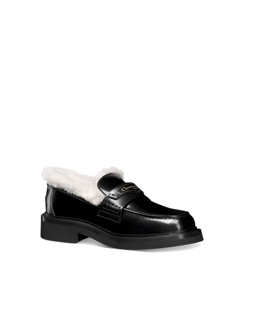 Dior Black Leather Logo Loafers