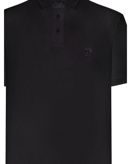 Giorgio Armani Black Interlock Cotton Polo Shirt