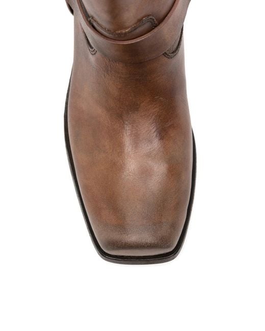 Golden Goose Deluxe Brand Brown Biker Square Distressed Leather Upper With Strap And Accessory