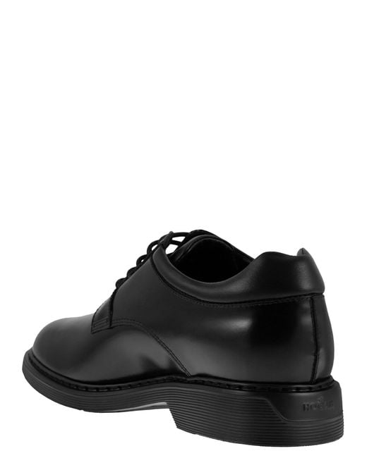 Hogan Black H576 Derby Lace Ups With Rubber Bottom for men