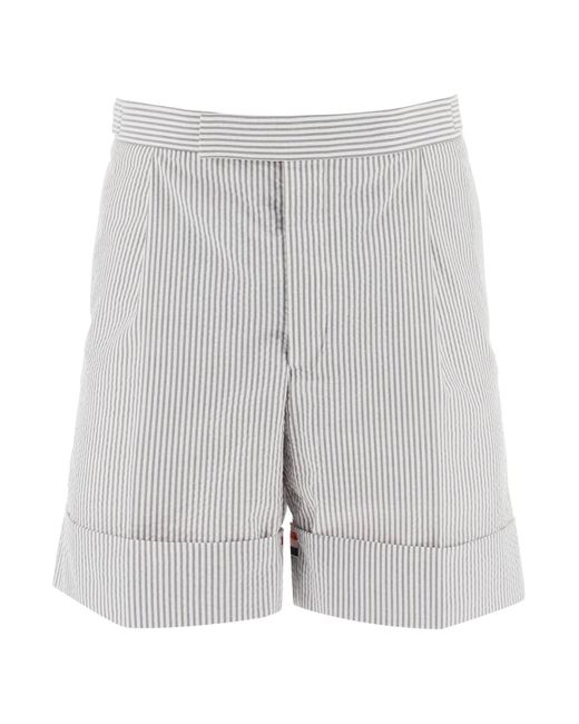 Thom Browne Gestreifte Shorts mit Tricolor -Details in Gray für Herren