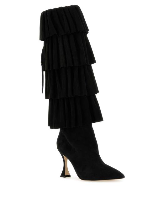 Manolo Blahnik Black Suede Miralone Boots