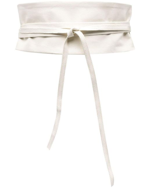 FURLING BY GIANI White Geisha Tie-Fastening Leather Belt