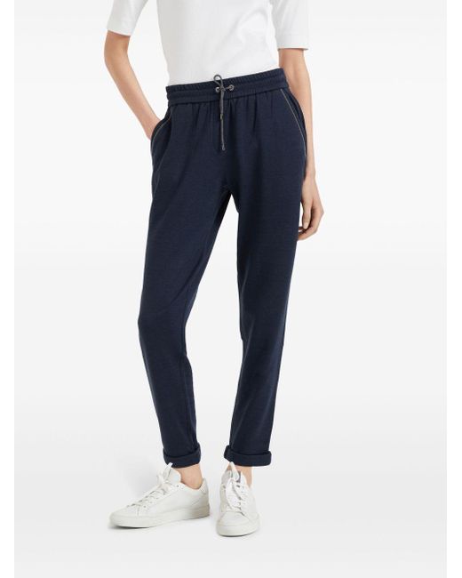 Brunello Cucinelli Blue Cotton And Silk Trousers