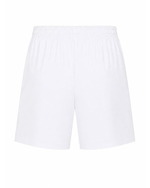 LA ROSE White Cotton Buttoned Shorts