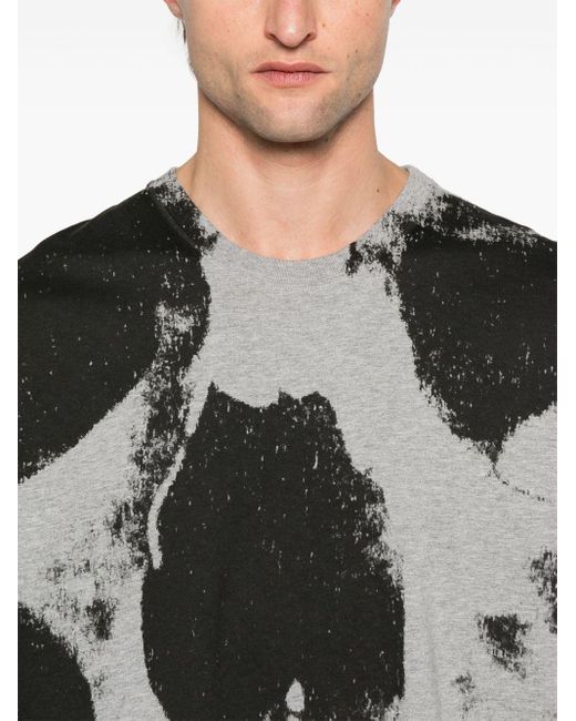 Alexander McQueen Skull Print Cotton T -shirt in het Black voor heren