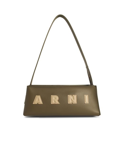 Marni Metallic Museo Baguette Bag in Green Lear