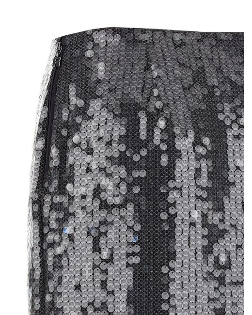 ROTATE BIRGER CHRISTENSEN Gray 'Net Sequin Midi' Skirt