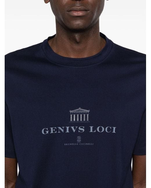Brunello Cucinelli Blue Crew-Neck T-Shirt for men