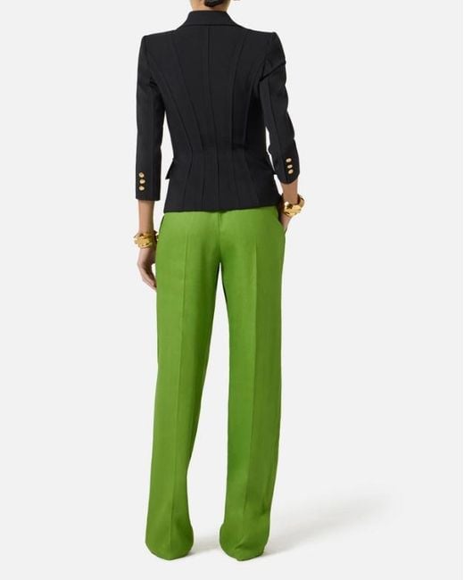 Elisabetta Franchi Blue Jacket With Raw Cut Patterns
