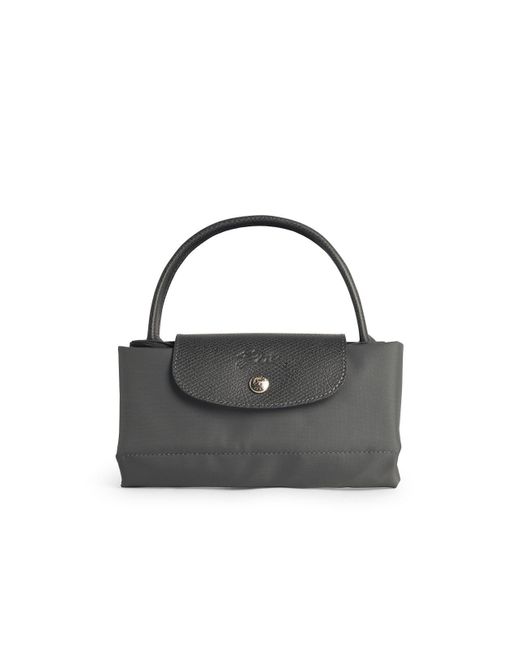 Longchamp Black Tasche mit 'S Le Pliage Green 'Griff in Graphit recycelt tela