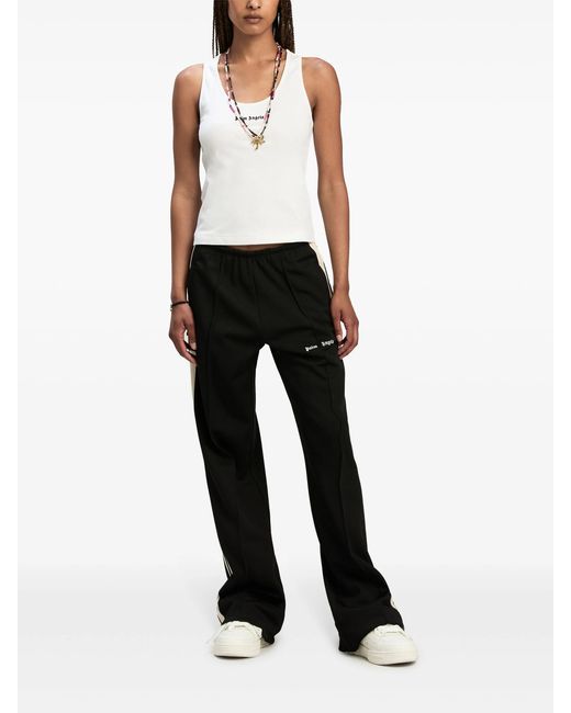 Palm Angels White Logo-Embroidered Ribbed Tank Top