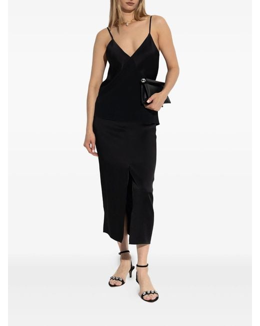 Forte_forte Black Shiny Anvers Satin Pencil Skirt