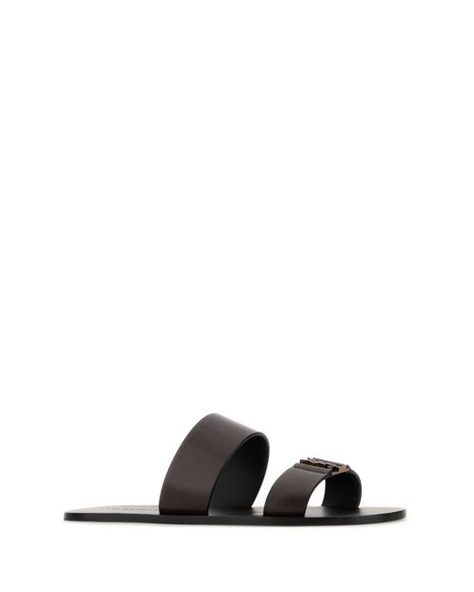 Saint Laurent Black Dark Leather Babylone Slippers