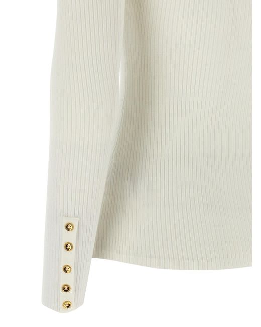 Elisabetta Franchi Elisabetta -franchi Geribbeld Turtleneck -trui in het White
