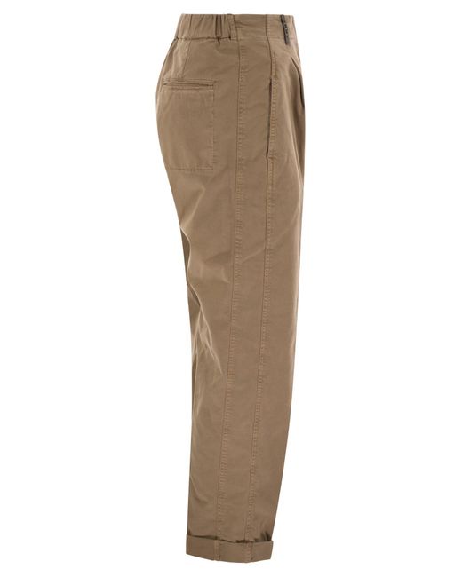 Prenda teñida de algodón estirado pantalones de gabardina Peserico de color Natural