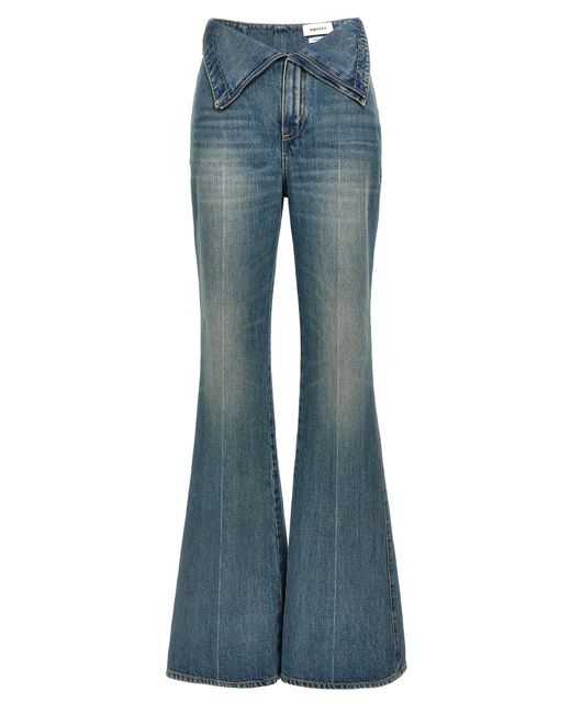 Alexander McQueen Blue High-Waisted Bootcut Denim Pants With Turn-Up Desi