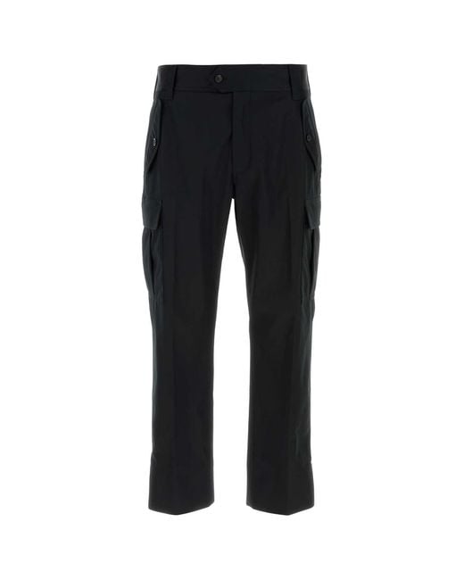 McQueen Black Cotton Cargo Pant for men