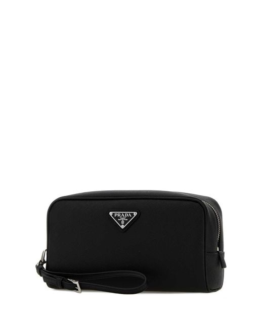Prada Black Leather Beauty Case for men