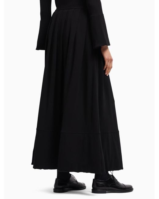Emporio Armani Black Crêpe Jersey Long Skirt With Darts