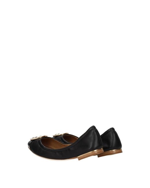 Tory Burch Black Leather Ballet Flats