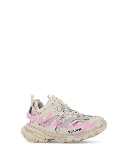 Balenciaga Pink Mesh And Rubber Track Sneakers